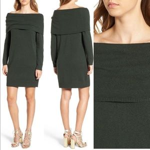 BP. Off The Shoulder Sweater Dress Hunter Green